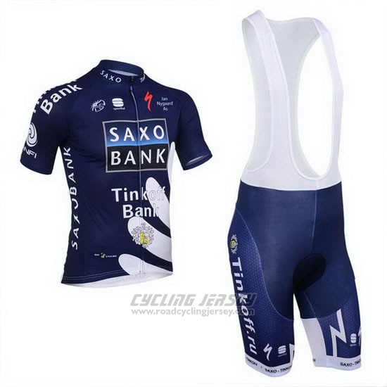 2013 Cycling Jersey Tinkoff Saxo Bank Blue and White Short Sleeve and Bib Short